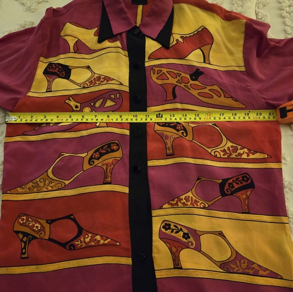 Vintage Escada Button-Up Blouse with Shoe Print. - Picture 5 of 8